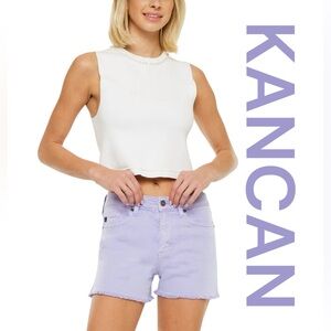 KANCAN Lilac High Rise Denim Shorts, Size XL.